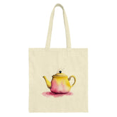 Tea Kettle Tote Bag, Watercolor Teapot Art, Kitchen Decor Tote, Unique Gift Idea, Stylish Shopping Bag, Reusable Grocery Bag - Tawshia